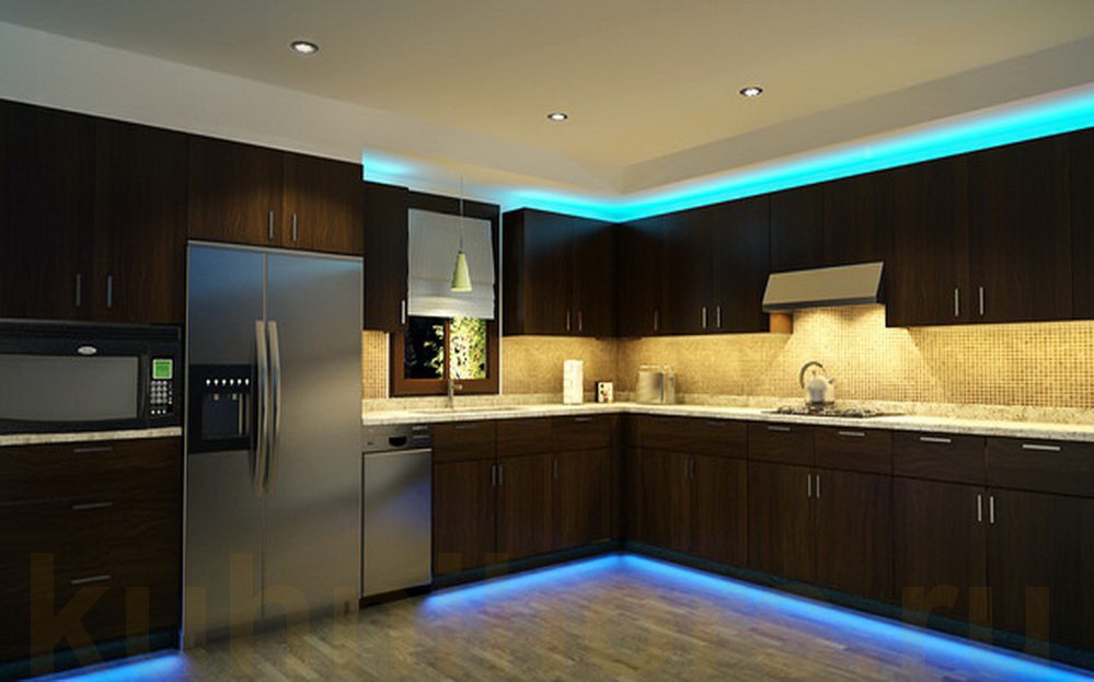 диодная подсветка на кухне фото